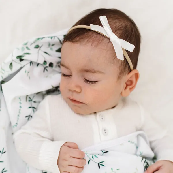 Snuggle Hunny Petite Velvet Bow - White