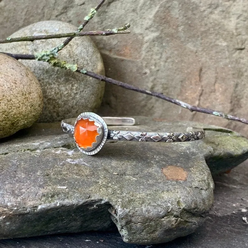 Sterling silver and Carnelian stacking bangle