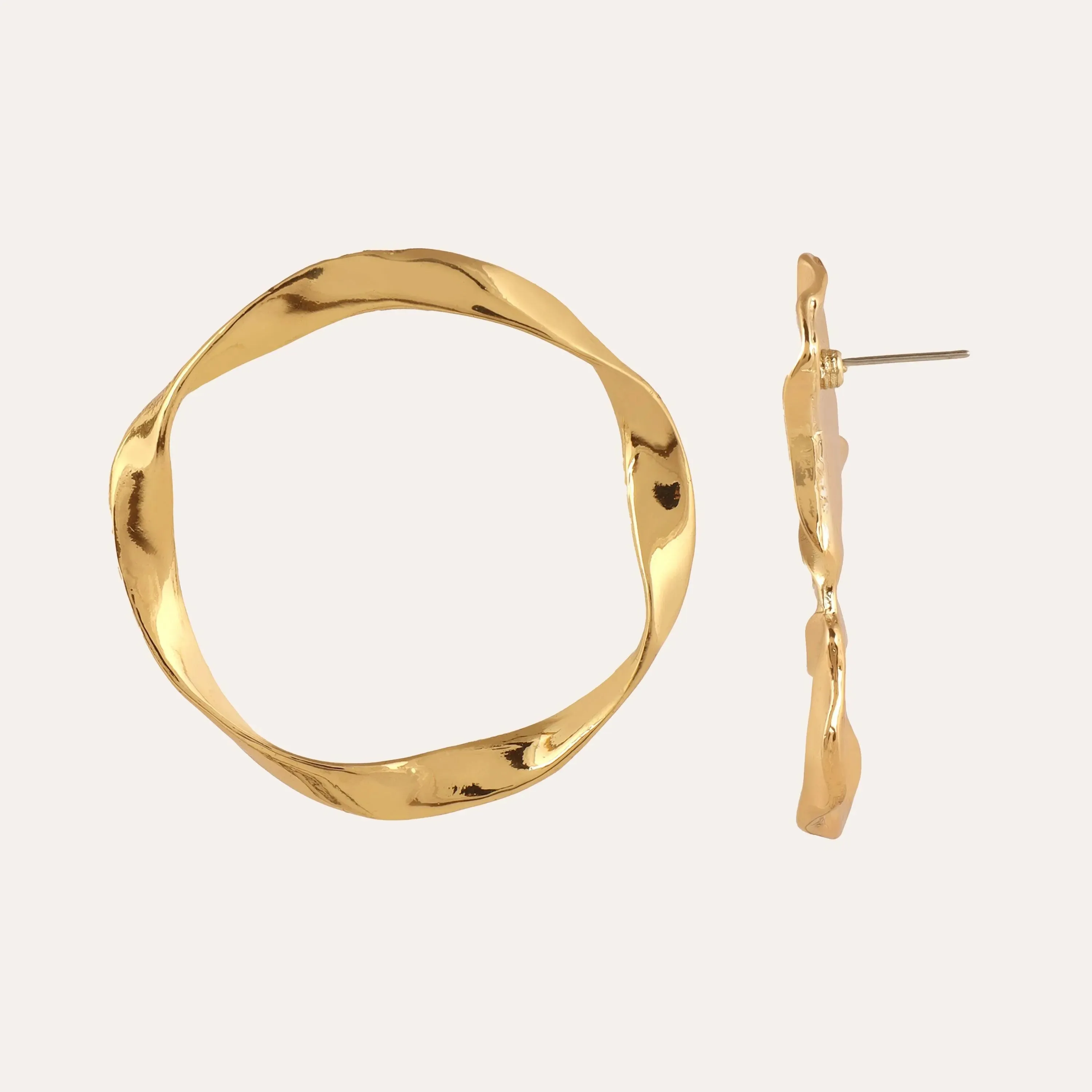 TFC Chunky Gold Plated Statement Hoop Earrings