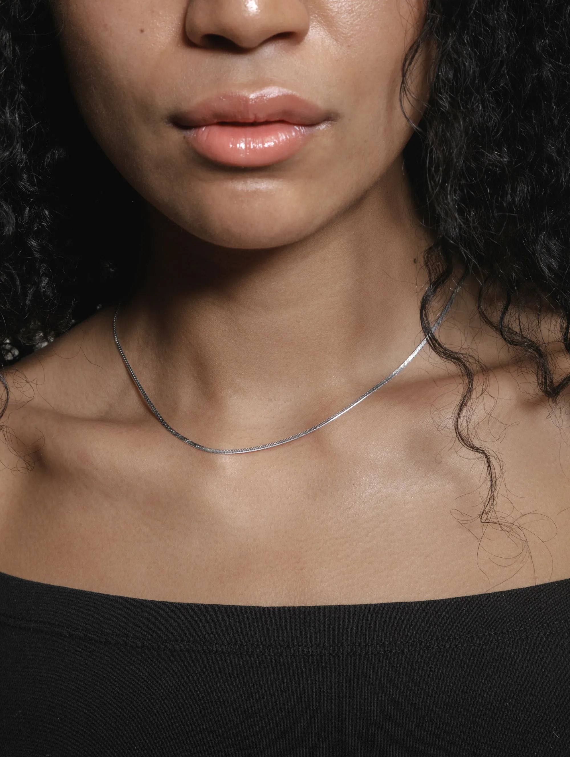 Thin Herringbone Chain in Sterling Silver