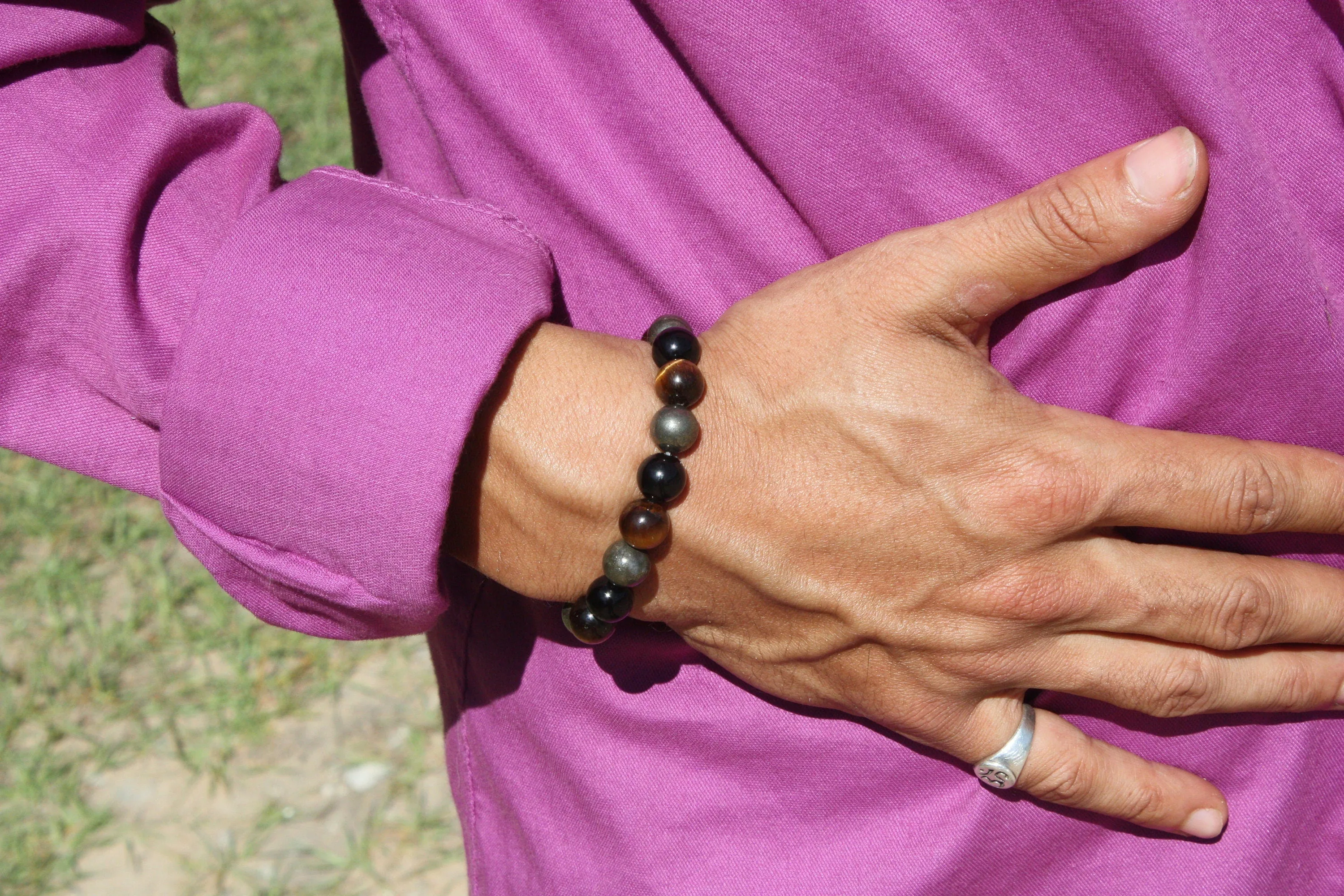 Triple Protection Bracelet - Gemstone Bracelet for Men/Women - Black Tourmaline - Tiger Eye - Pyrite -Crystal Jewlery Strong Magnet Clasp