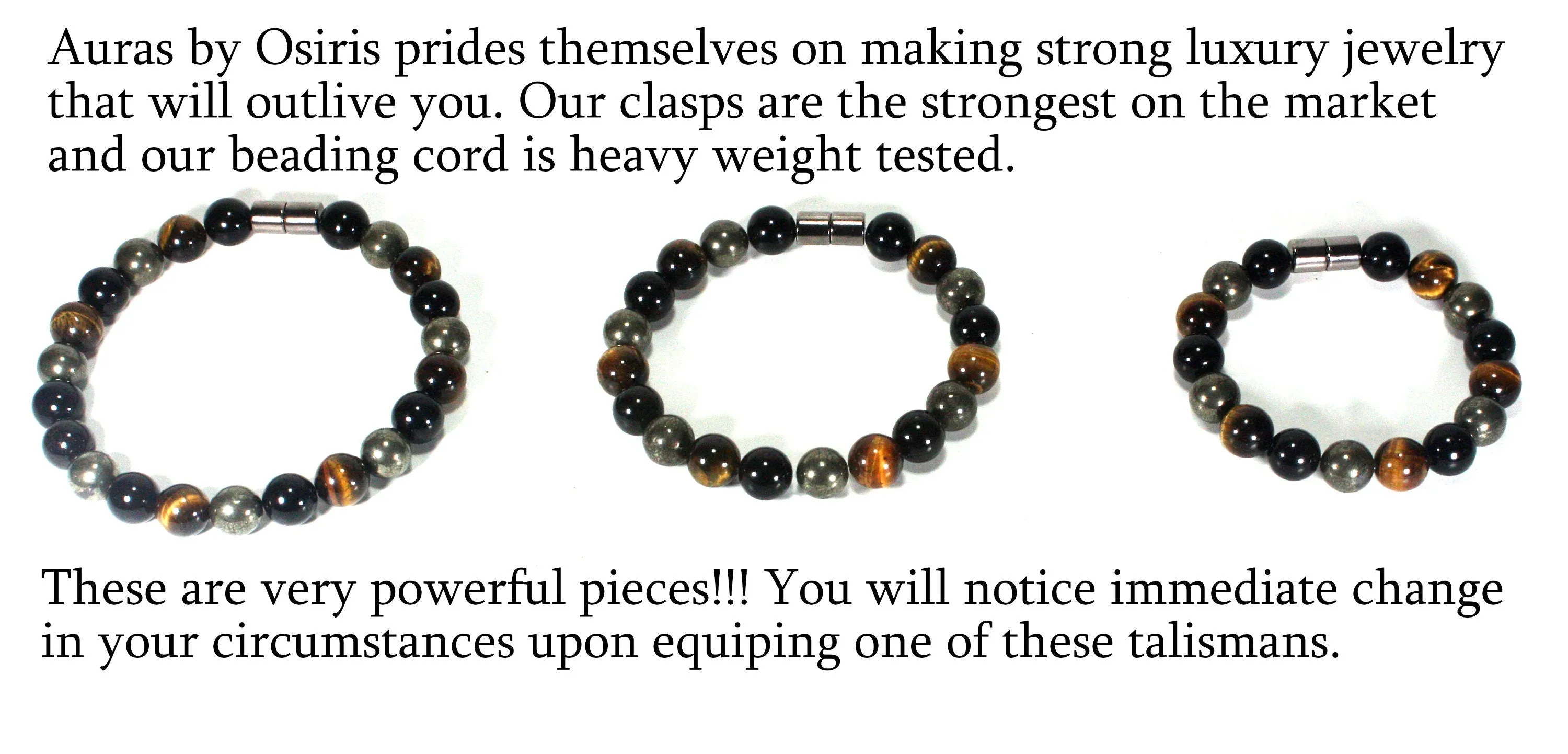 Triple Protection Bracelet - Gemstone Bracelet for Men/Women - Black Tourmaline - Tiger Eye - Pyrite -Crystal Jewlery Strong Magnet Clasp