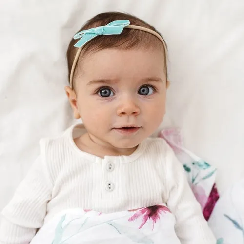 Velvet Petite Bow - Turquoise