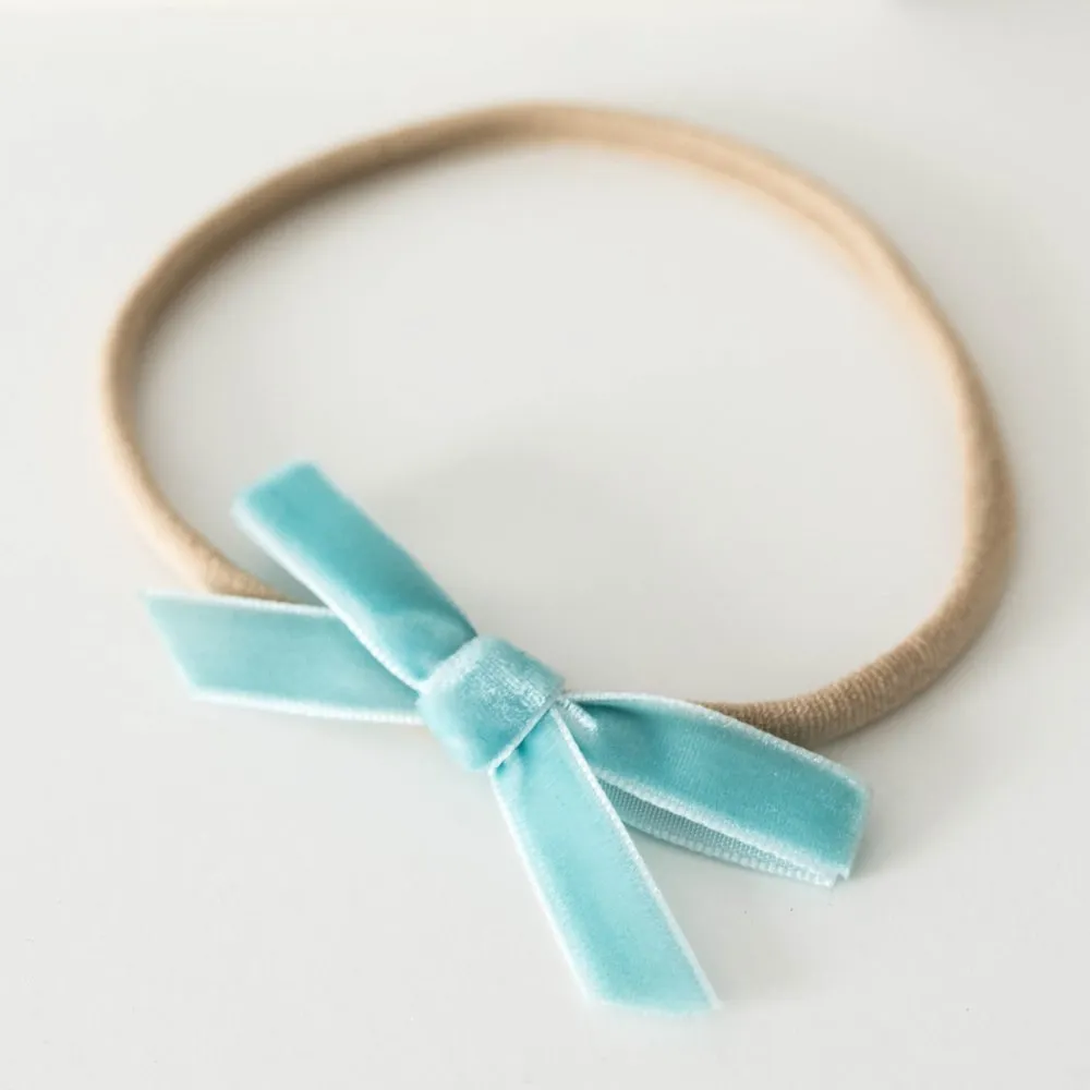 Velvet Petite Bow - Turquoise