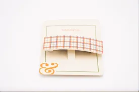 Wide Bar Clip, Flower - Plaid Pattern
