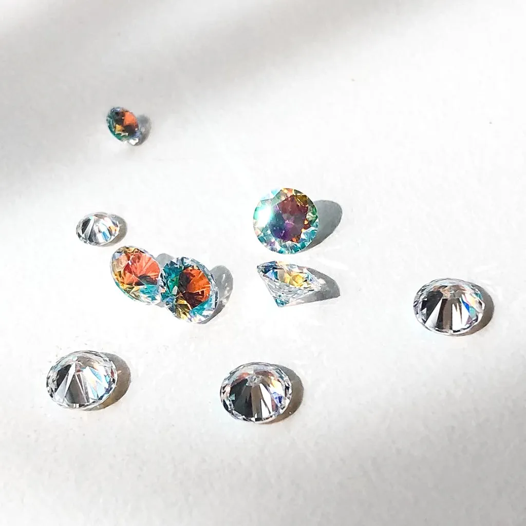 Willow Stud Earrings [Unicorn/Light blue/White gems]