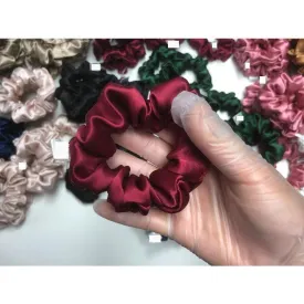Wine red silk scrunchies medium
