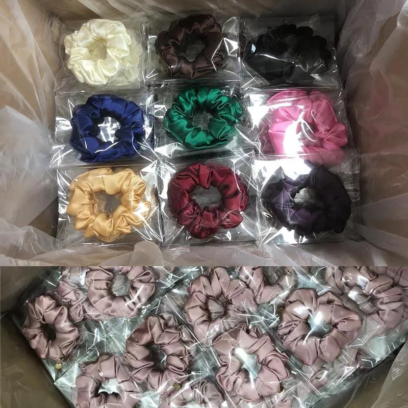 Wine red silk scrunchies medium