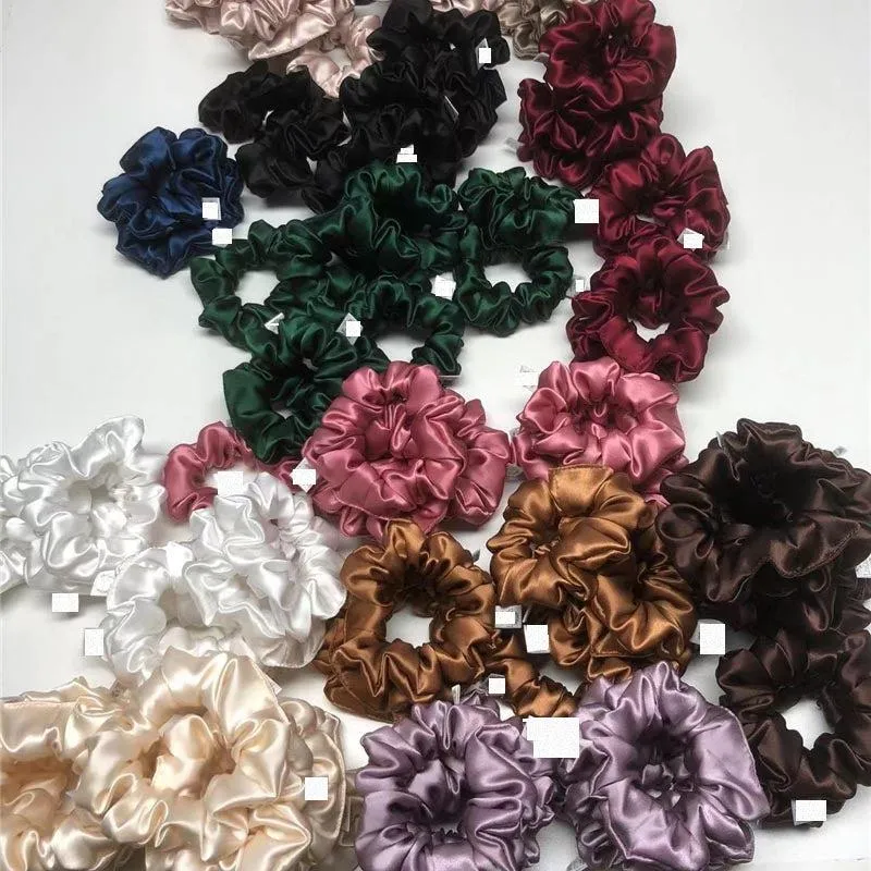 Wine red silk scrunchies medium